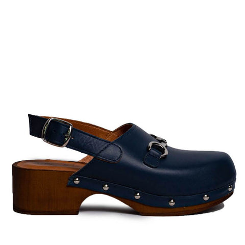 Italian Women Dark Blue Leather Sandal #0760