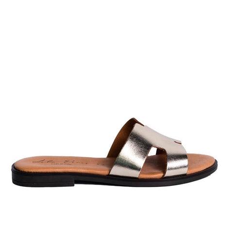 Italian Women Gold Leather Slipper #0763