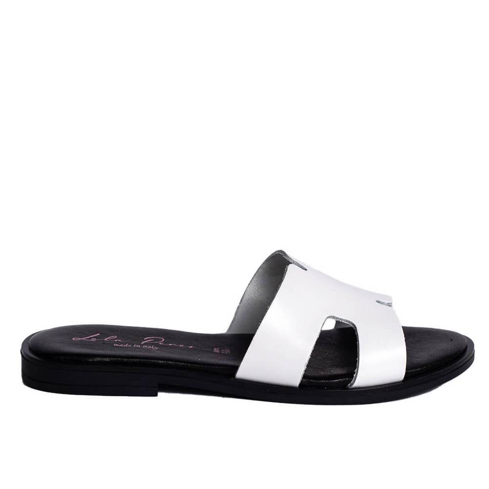 Italian Women White Leather Slipper #0767