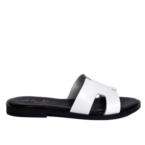 Italian Women White Leather Slipper #0767