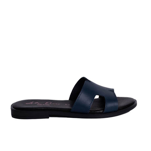 Italian Women Dark Blue Leather Slipper #0768