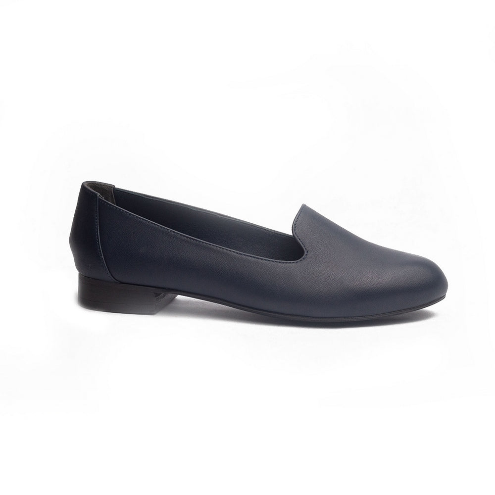 Women Dark Blue Leather Shoes #1005
