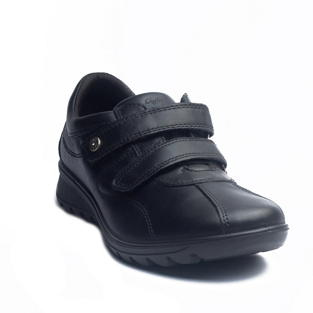 Italian Women Black Leather Shoes #1016