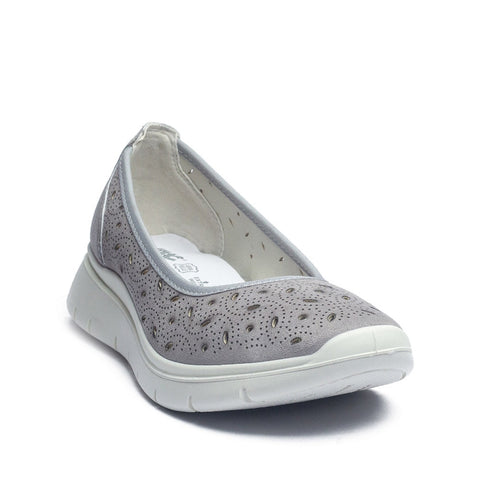 Italian Women Grey Leather Espadrilles #1022