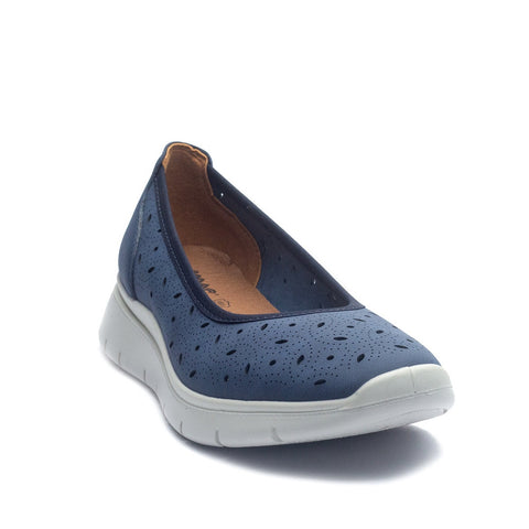 Italian Women Dark Blue Leather Espadrilles #1025