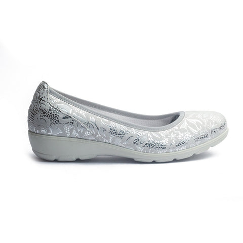 Italian Women Silver Leather Ballerina #1029