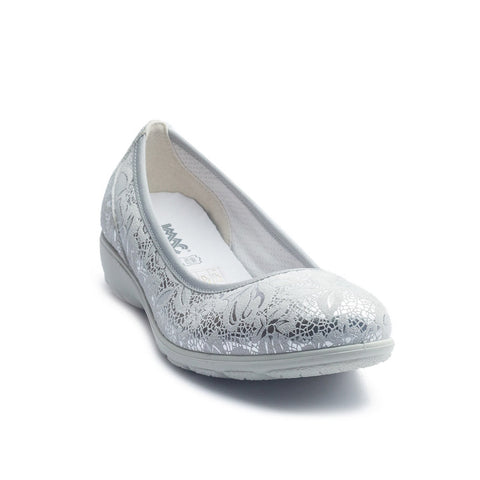 Italian Women Silver Leather Ballerina #1029