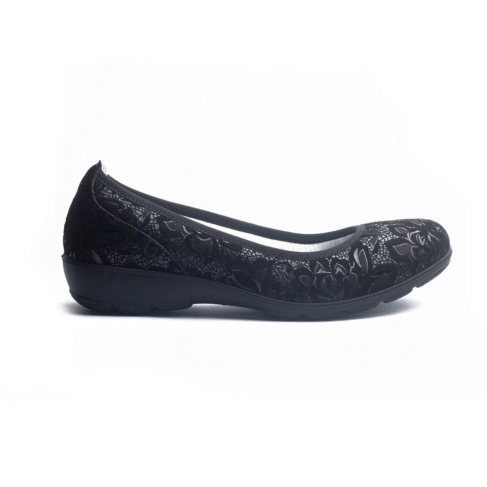 Italian Women Black Leather Ballerina #1030