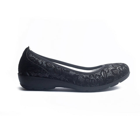 Italian Women Black Leather Ballerina #1030