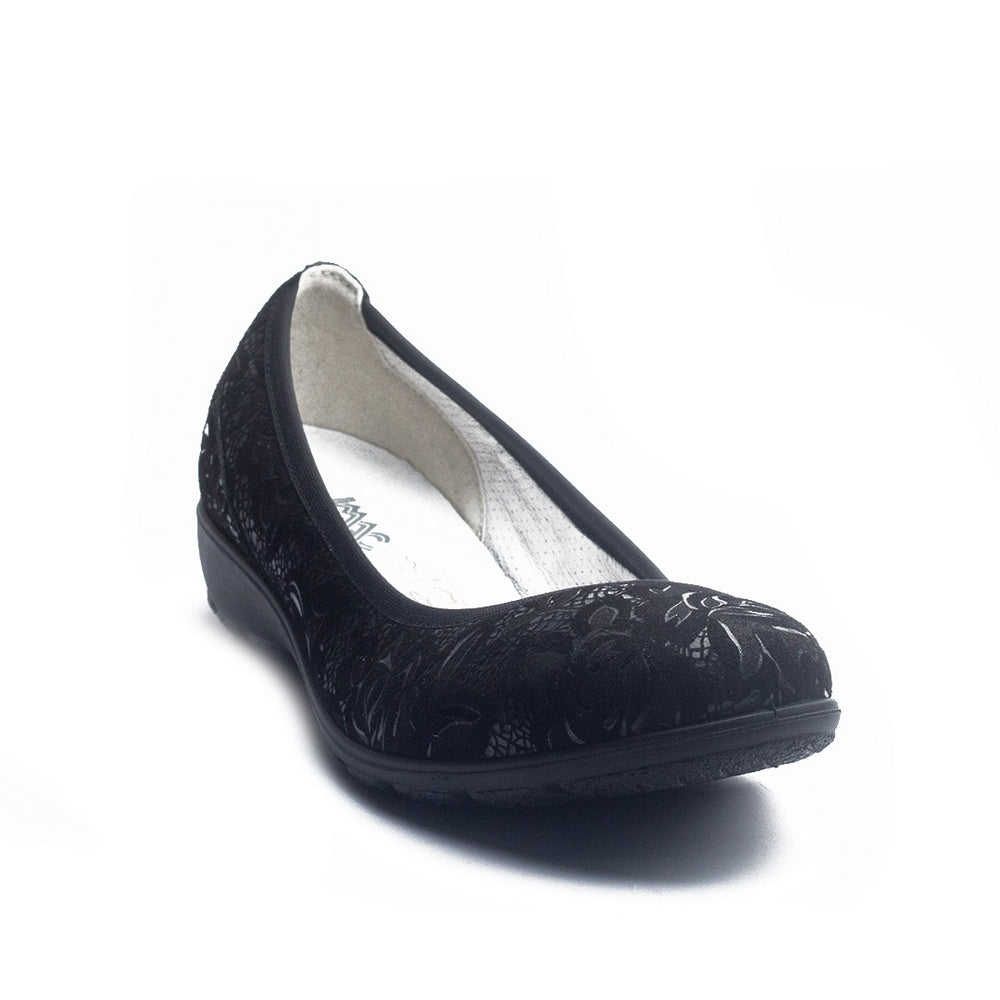Italian Women Black Leather Ballerina #1030