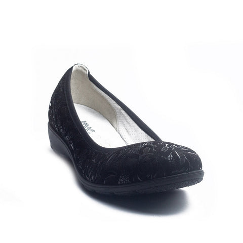 Italian Women Black Leather Ballerina #1030