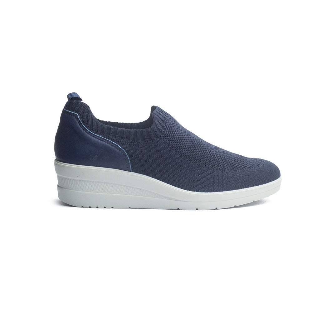 Italian Women Dark Blue Cloth Shoes #1033