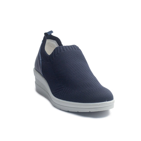 Italian Women Dark Blue Cloth Shoes #1033