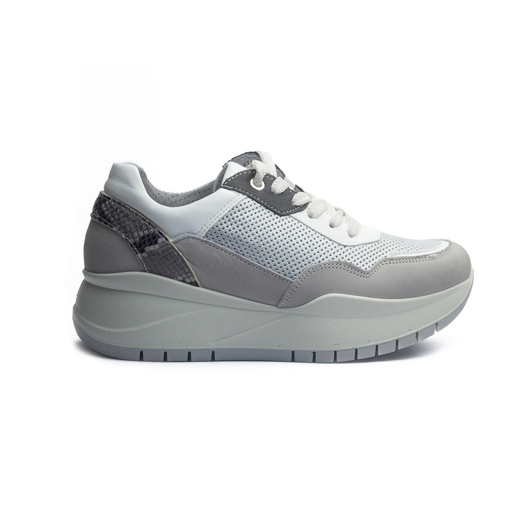 Italian Women Grey Leather Shoes #1077