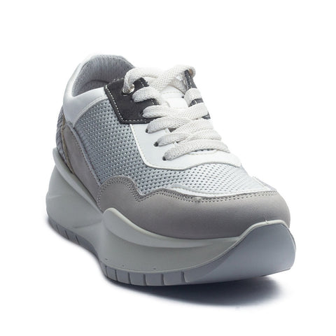 Italian Women Grey Leather Shoes #1077