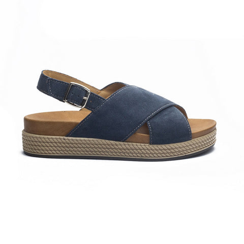 Italian Women Dark Blue Chamois Sandal #1084