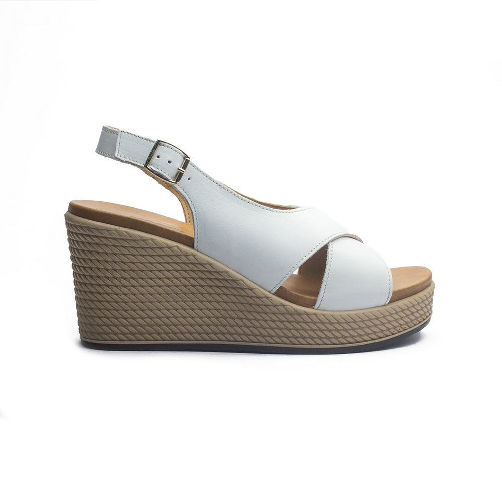 Italian Women White Leather Sandal #1089