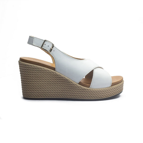 Italian Women White Leather Sandal #1089