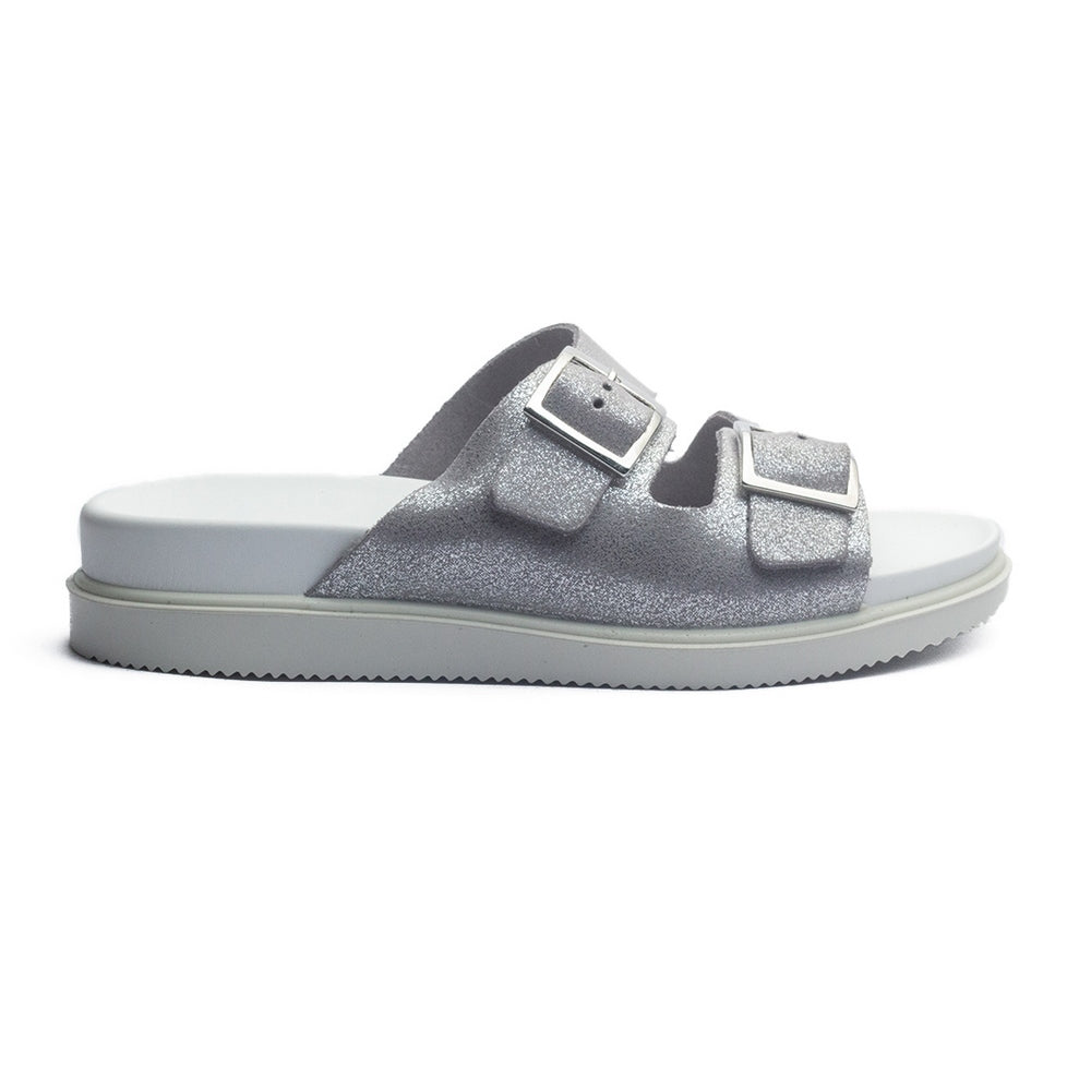 Italian Women Silver Leather Slipper #1097