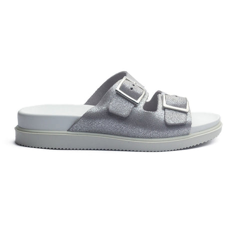 Italian Women Silver Leather Slipper #1097