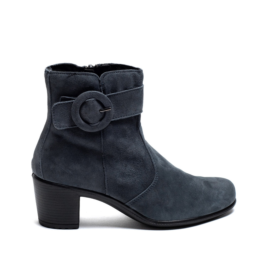 Italian Women Dark Blue Chamois Half Boot #0010