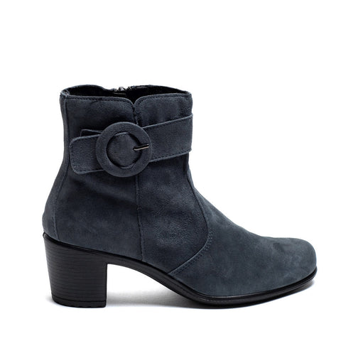 Italian Women Dark Blue Chamois Half Boot #0010