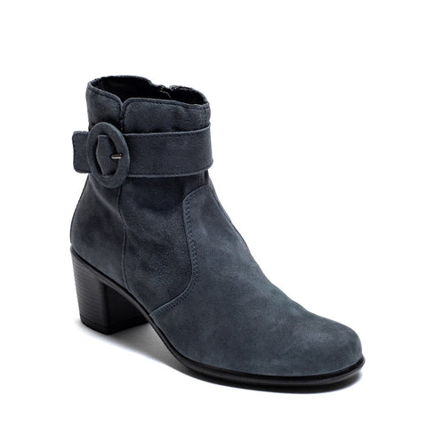 Italian Women Dark Blue Chamois Half Boot #0010