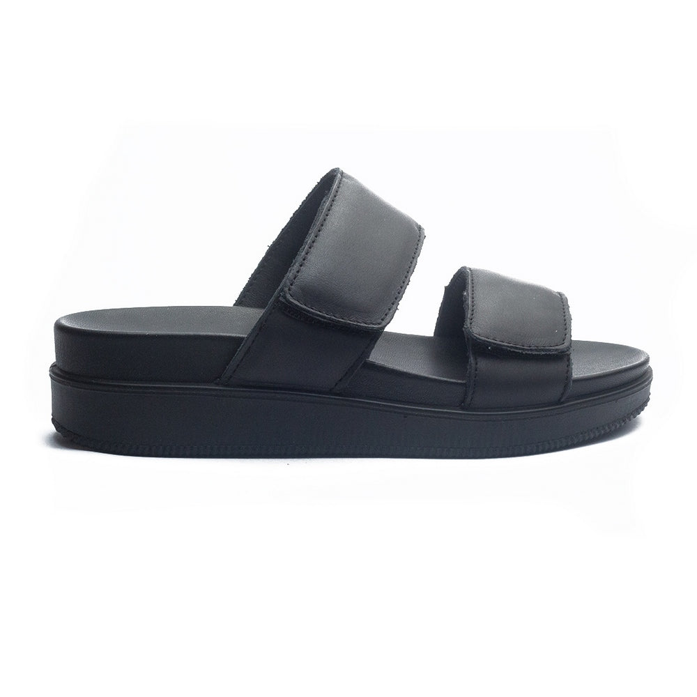 Italian Women Black Leather Slipper #1101