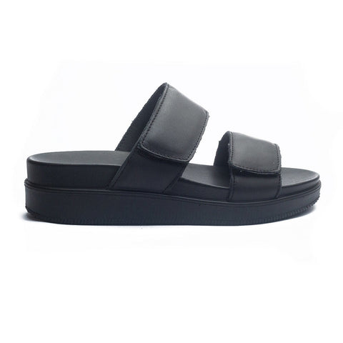 Italian Women Black Leather Slipper #1101
