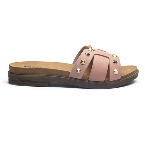 Italian Women Pink Leather Slipper #1120
