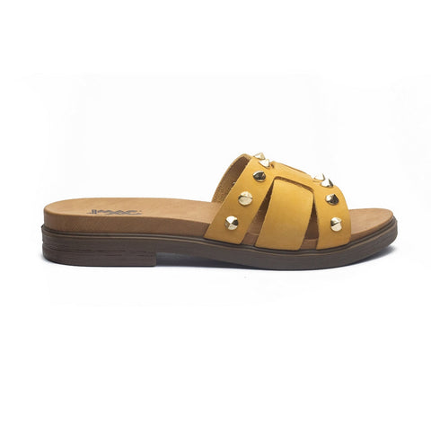 Italian Women Yellow Leather Slipper #1121