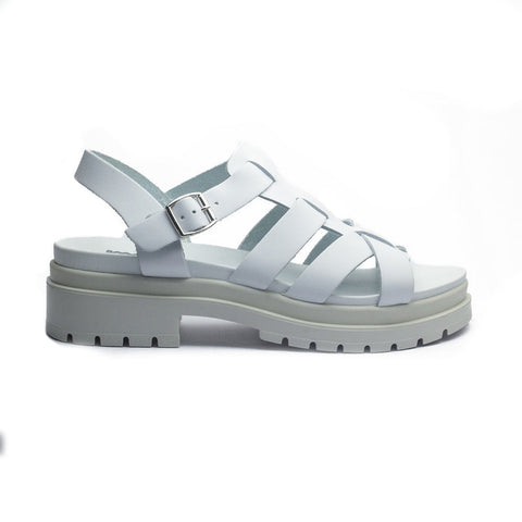 Italian Women White Leather Sandal #1127