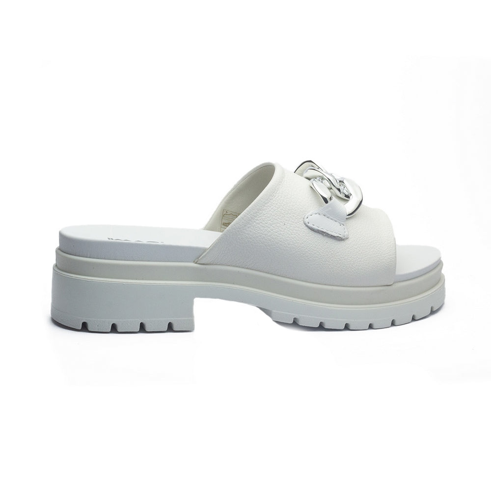 Italian Women White Leather Slipper #1129