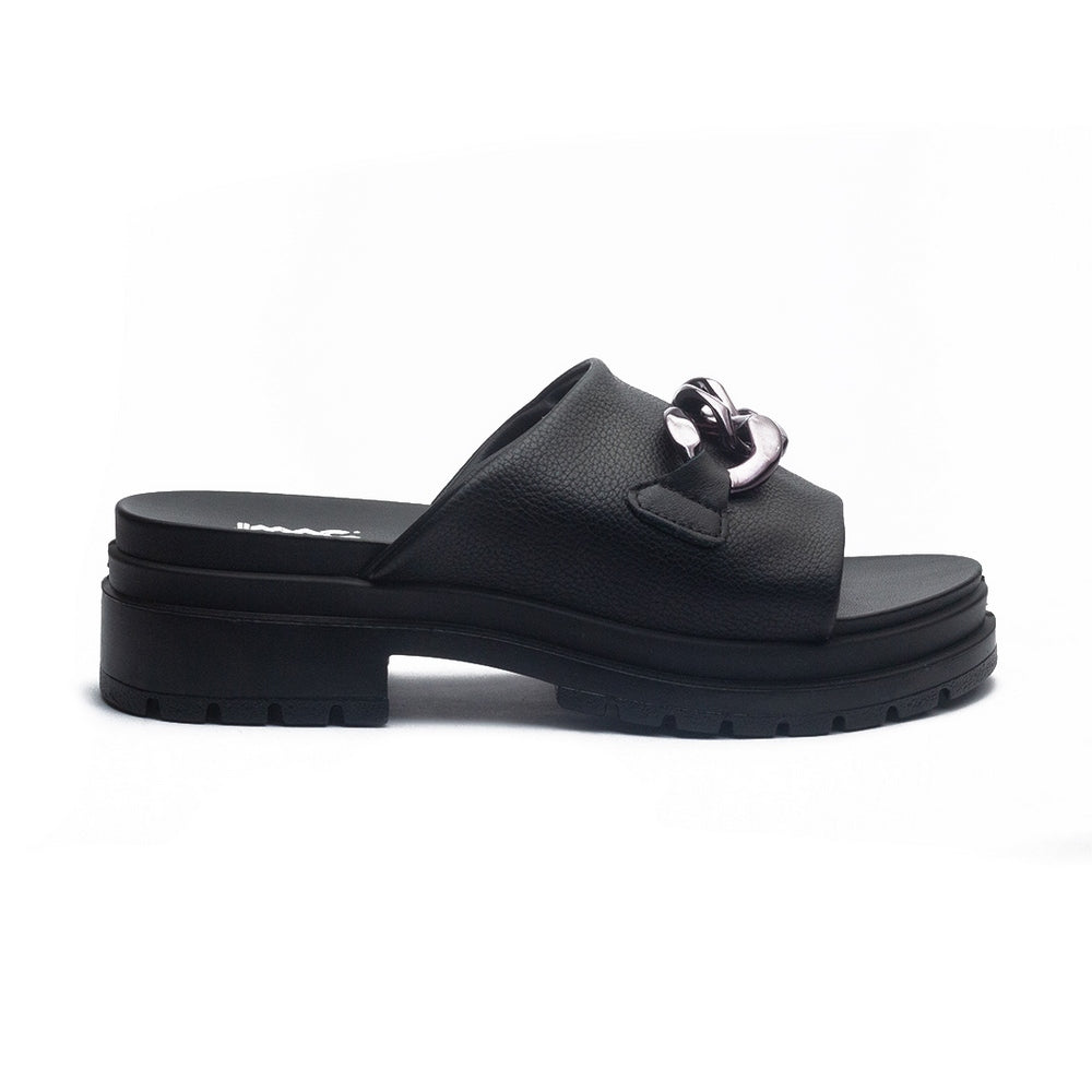Italian Women Black Leather Slipper #1131
