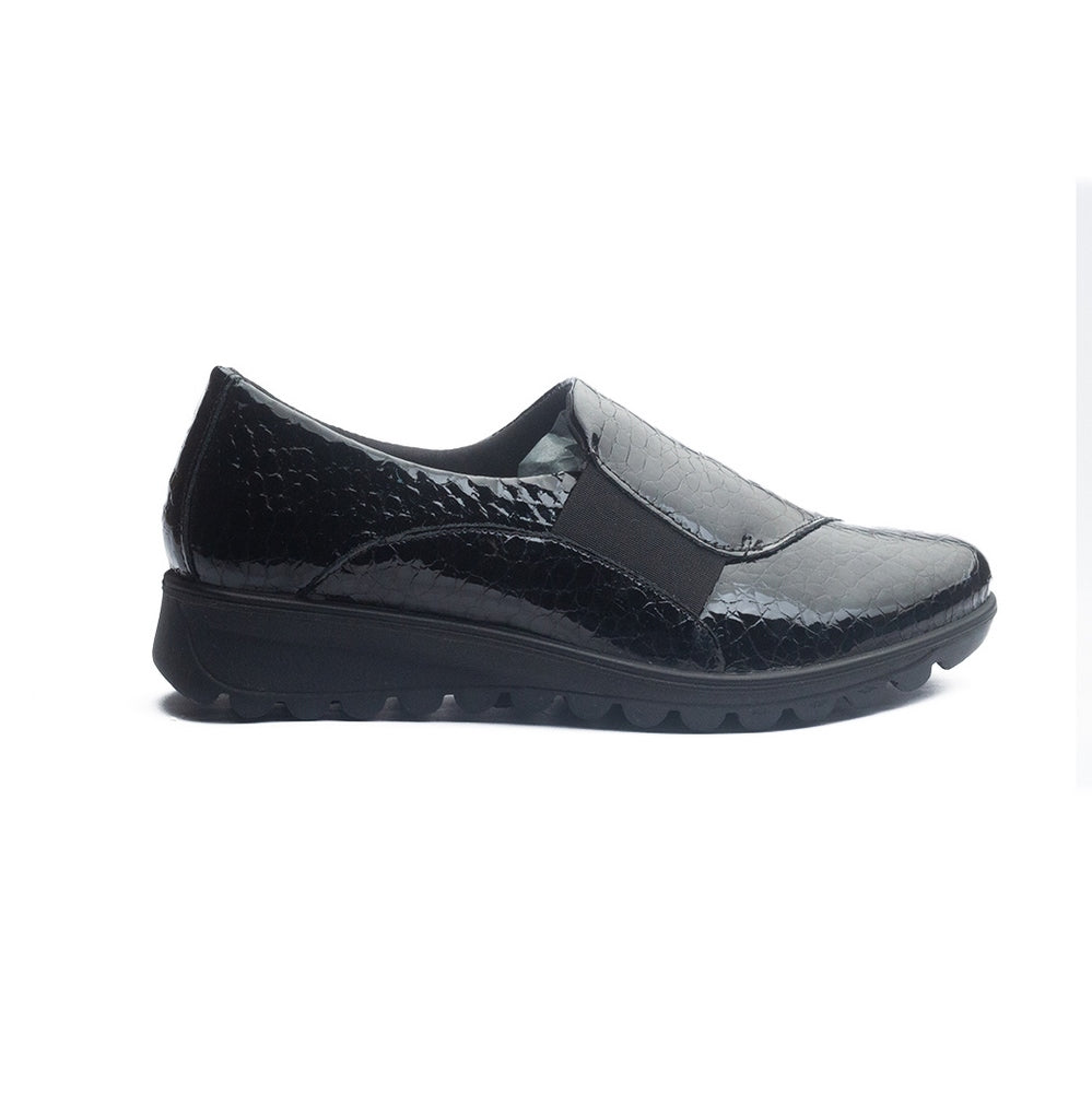 Italian Women Black Vernis Leather Shoes #1174