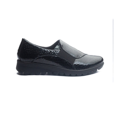 Italian Women Black Vernis Leather Shoes #1174