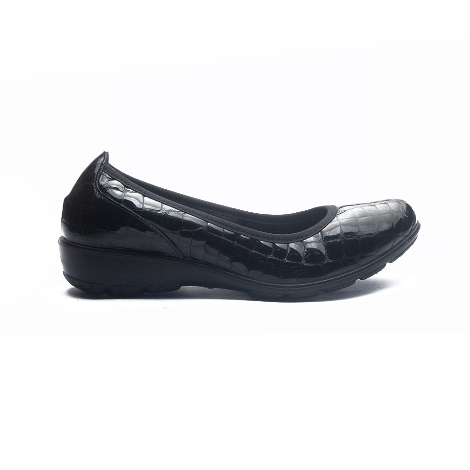 Italian Women Black Vernis Leather Ballerina #1178