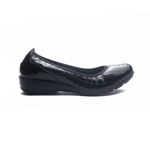 Italian Women Black Vernis Leather Ballerina #1178