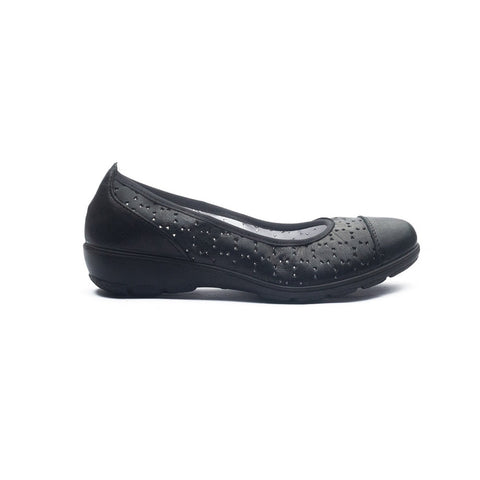 Italian Women Black Leather Ballerina #1179