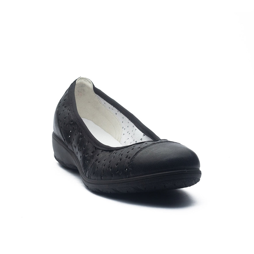 Italian Women Black Leather Ballerina #1179