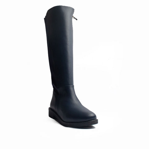 Women Dark Blue Leather Boots #1199