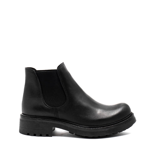 Italian Women Black Leather Half Boot #0120