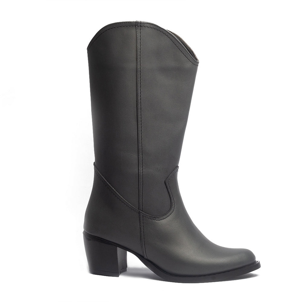 Women Grey Leather Boot #1230