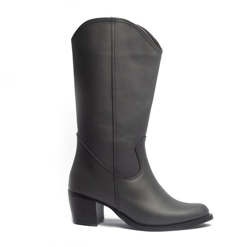 Women Grey Leather Boot #1230