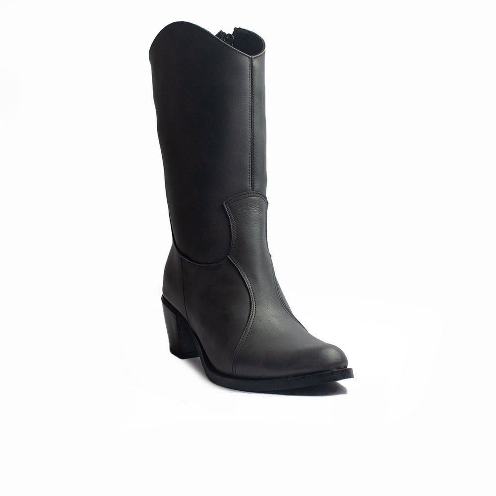 Women Grey Leather Boot #1231