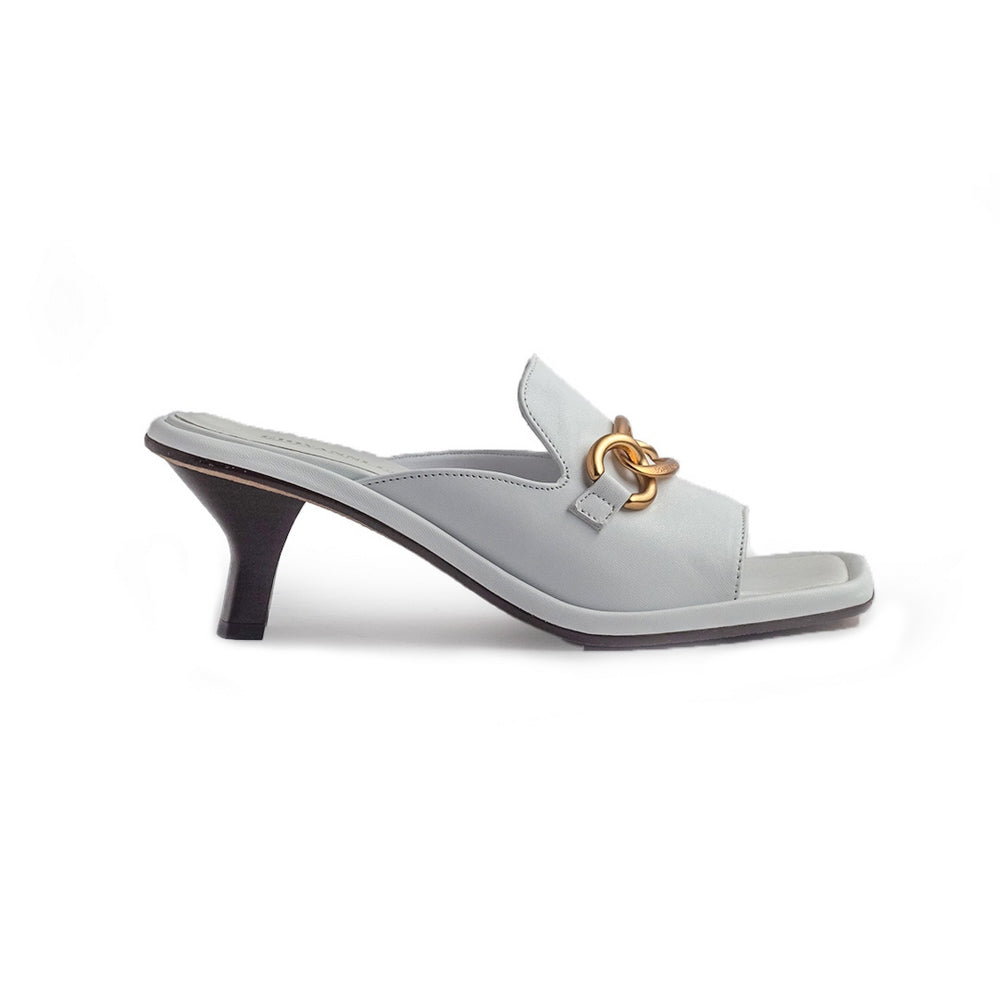 Italian Women White Leather Heels #1260