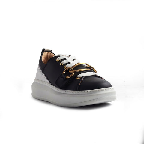 Italian Women Black Leather Shoes #1267