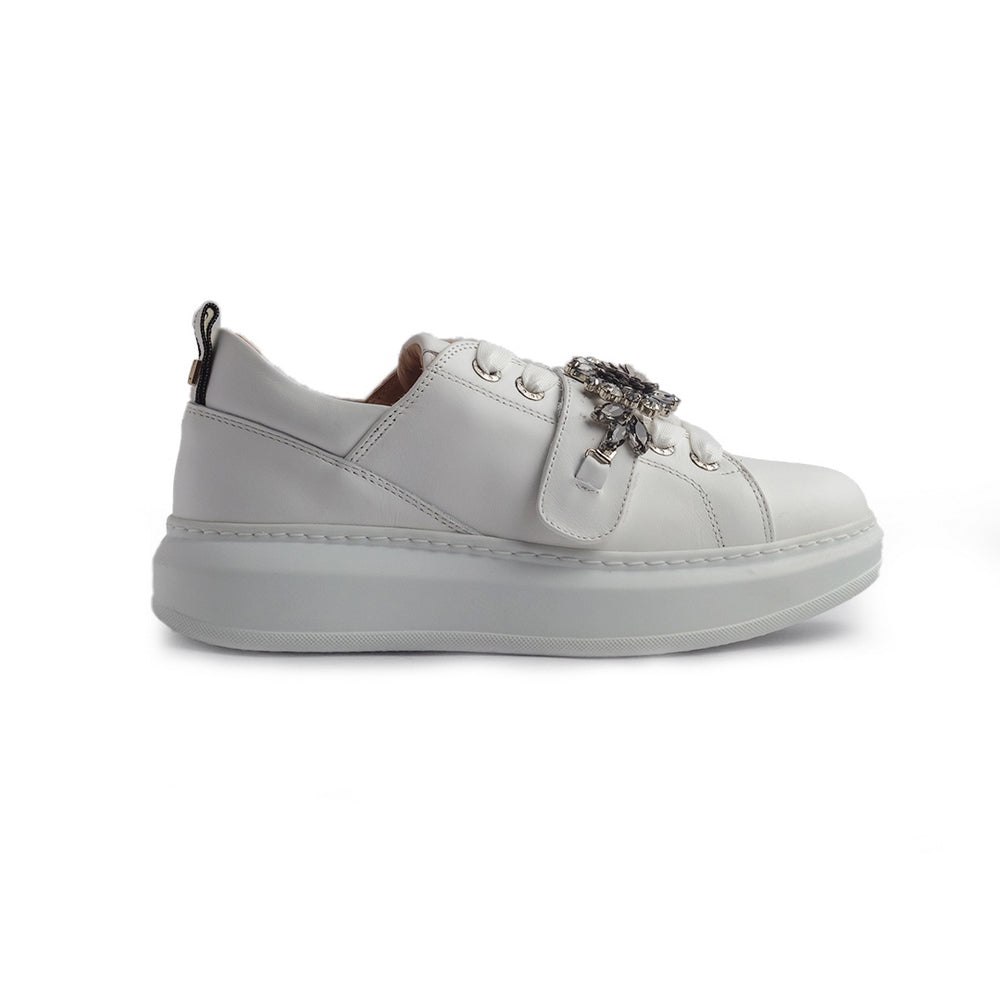 Italian Women White Leather Shoes #1269