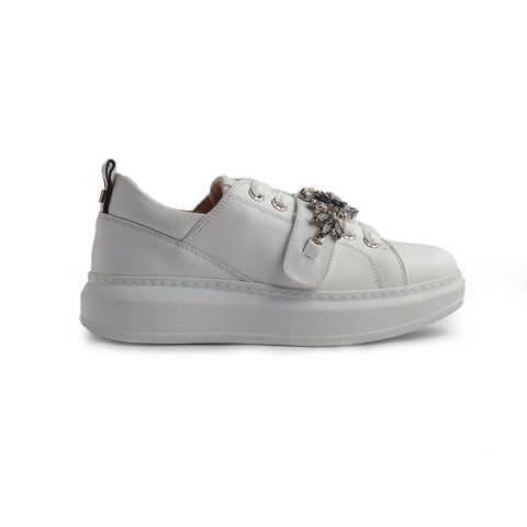 Italian Women White Leather Shoes #1269