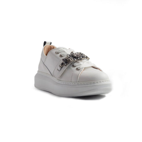 Italian Women White Leather Shoes #1269
